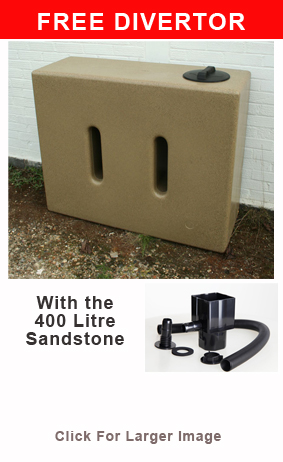 Special Offer Water Butt 400 Ltrs Sandstone + Free Diverter