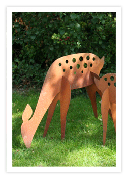 Doe - Medium Steel Deer in Rust Effect