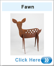 Fawn - Small Steel Deer in Rust Effect