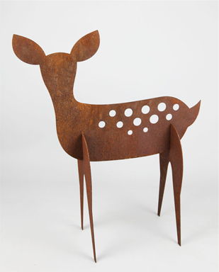 Fawn - Small Steel Deer in Rust Effect